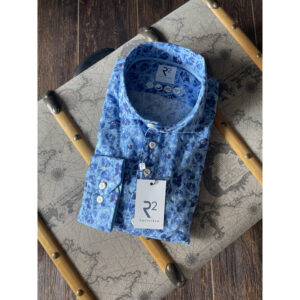 R2 Blue Printed Linen Shirt